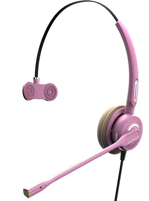 מערכת ראש עם מיקרופון (אוזניה) לטלפון ומחשב  A713 M Benertech צבע ורוד